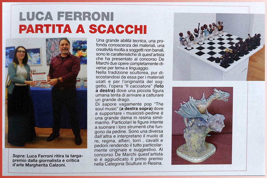 luca ferroni ritira il primo premio sculture in resina